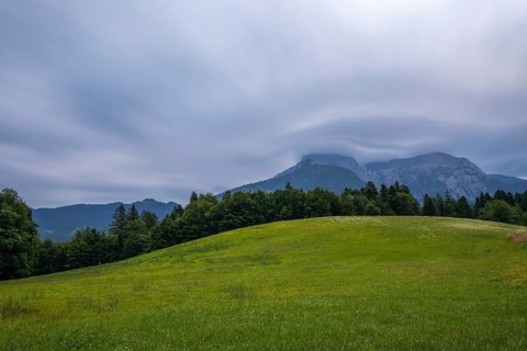 Dramatic weather over Hoher Göll and the Eagle's Nest in Berchtesgadener Land