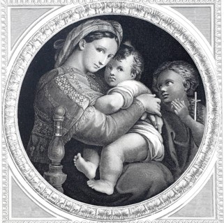 Madonna della Sedia, after a painting by Raphael, illustration from 1870, Palazzo Pitti, Florence,