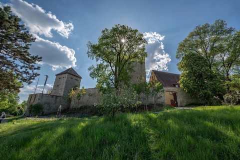 Burgnauer with watchtowers of Lengenfeld Castle, dating from the 12th century, Burglengenfeld,