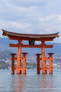 Torii in the water, sight, tourist attraction, UNESCO World Heritage Site, Itsukushima Shrine,