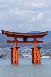 Torii in the water, sight, tourist attraction, UNESCO World Heritage Site, Itsukushima Shrine,