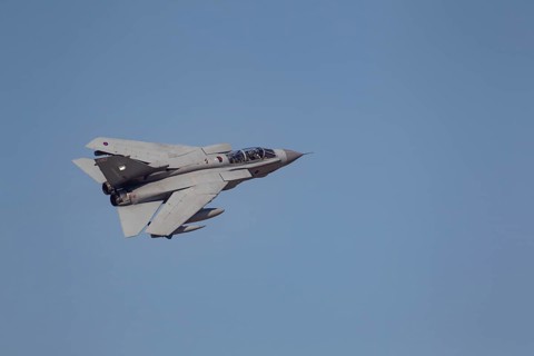 Panavia Tornado MRCA military jet aircraft in Royal air force RAF colours flying, England, United