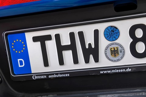 THW licence plate with approval seal of the Procurement Office of the BMI. Stuttgart,