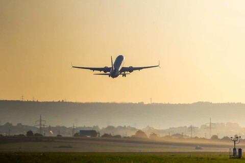 Aircraft taking off on a climb in the early morning. Registration: TC-LPH, Turkish Airlines, Airbus