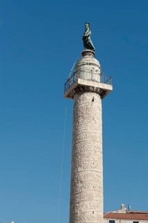 Above statue of Saint Peter Statue of Saint Peter the Apostle on 40 metre high Trajan's Column