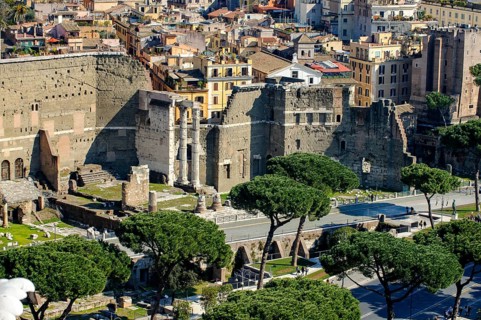 View from elevated viewpoint on Augustus Forum Forum of Roman Emperor Augustus part of Imperial