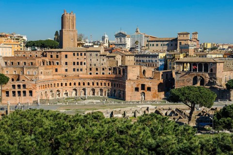 View from an elevated position on Trajan's Forum and Trajan's Markets Forum of Roman Emperor Trajan