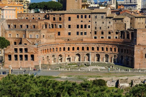 View from elevated viewpoint on Trajan's markets in part of Trajan's Forum Forum of Roman Emperor