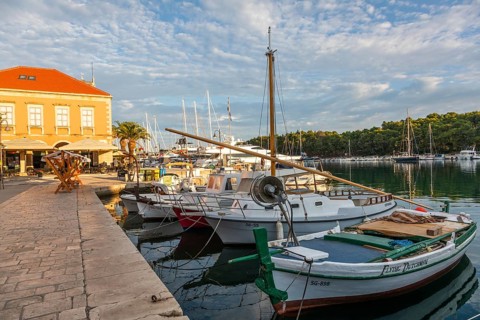 Boats in the harbour, Starigrad, island of Hvar, Dalmatia, Croatia