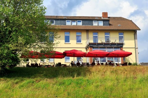 Café in the Celle medicinal plant garden, show garden for medicinal plants, park, Expo 2000, Celle,