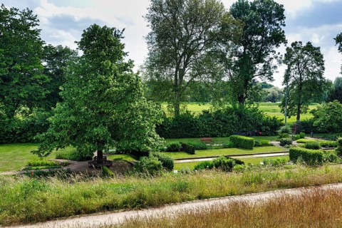 Paths for walkers in the Celle medicinal plant garden, show garden for medicinal plants, park, Expo