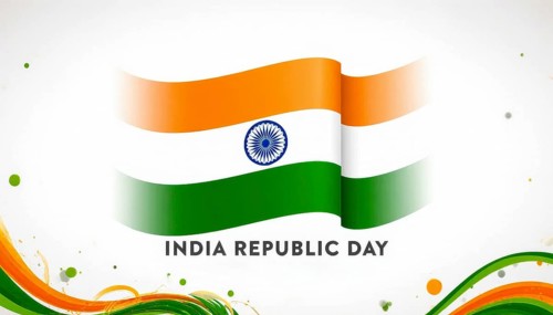 An illustration celebrating India's Republic Day with a vibrant Indian flag design, blending