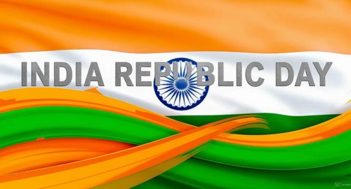 A vibrant image celebrating India's Republic Day with the national flag colors and textual