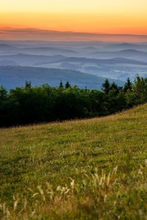 View from the Wasserkuppe at dusk, Hesse, Germany