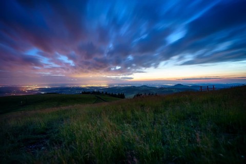View from the Wasserkuppe at dusk, Hesse, Germany