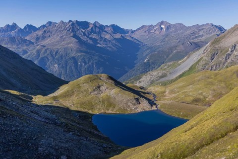 Landscape panorama, summit cross, Brennkogel, mountain lake, GroÃŸglockner, Pinzgau