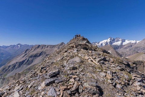Landscape panorama, summit cross, Brennkogel, hiker, GroÃŸglockner, Pinzgau