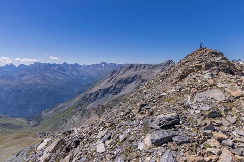 Landscape panorama, summit cross, Brennkogel, hiker, GroÃŸglockner, Pinzgau
