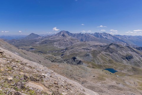 Landscape panorama, summit cross, Brennkogel, lake, GroÃŸglockner, Pinzgau