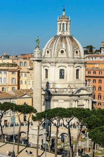 View of part of Trajan's Forum with 40 metre high Victory Column in front Column of Honour of