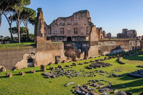 Historic Palatine Stadium Hippodrome of Roman Emperor Domitian with in the foreground by