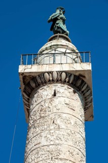 View from bottom to top of statue of Apostle Peter, Saint Peter, Saint Peter, erected in 1587 at
