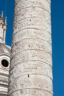 Detail of spiral marble relief on column of honour Victory Column from year 113 with scenes from