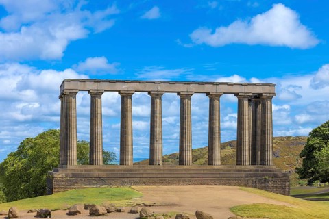 Edinburgh, National Monument of Scotland on Calton Hill. Part of a UNESCO World Heritage Site