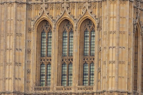 Close up of the Palace of Westminster or Houses of Parliment, City of London, England, United