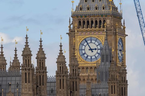 Big Ben or The Elizabeth Tower clock tower of the Palace of Westminster or Houses of Parliment,
