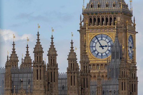 Big Ben or The Elizabeth Tower clock tower of the Palace of Westminster or Houses of Parliment,