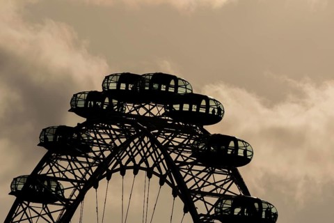 The London Eye wheel at sunset, City of London, England, United Kingdom