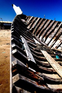 Struts on the inner wall of a dhow (detail), Luz, Oman