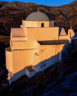 The cupola of the church Agios Ioannis Theologos at sunrise, Serifos, Cyclades Islands, Greece