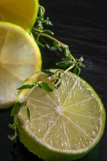 Lime slices with green decoration