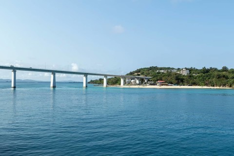 Architecture, Sesoko Bridge and Anchi-hama Beach, sandy beach of Sesoko-jima, Sesoko Island,