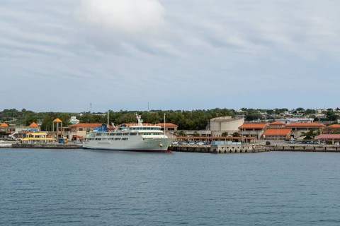 Ferry of the shipping company Marix Line in the harbour of Ie-jima, Ie Island, Motobu, Kunigami