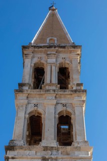 Bell tower, Church of St Stephen, Starigrad, Island of Hvar, Dalmatia, Croatia