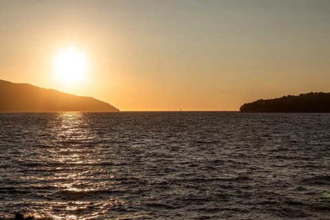 Sunset over the sea at sunset, near Starigrad, Dalmatia, Croatia