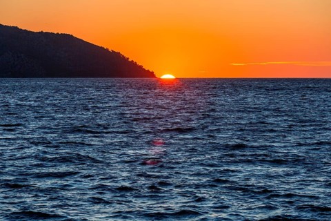 Sunset over the sea at sunset, near Starigrad, Dalmatia, Croatia