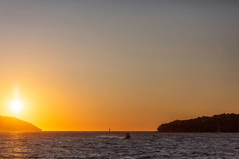 Sunset over the sea at sunset, near Starigrad, Dalmatia, Croatia