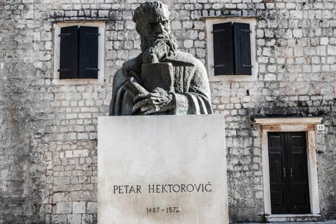 Monument to Petar HektoroviÄ‡, Starigrad, island of Hvar, Dalmatia, Croatia