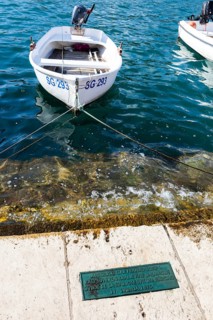 Plaque commemorating the visit of Emperor Franz Josef, harbour of Starigrad, Starigrad, island of