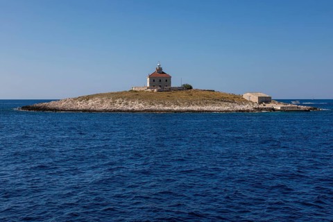 Lighthouse island Pokonji Dol, near Hvar, Dalmatia, Croatia