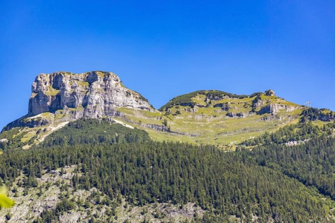 Majestic mountain formation under a clear blue sky, Loser, Altaussee, Styria, Austria