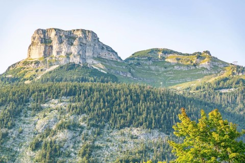 Majestic mountain formation under a clear blue sky, Loser, Altaussee, Styria, Austria