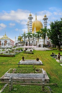 Ubudiah Mosque with golden dome in Moorish style, Kuala Kangsar, Perak state, Malaysia