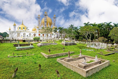 Ubudiah Mosque with golden dome in Moorish style, Kuala Kangsar, Perak state, Malaysia