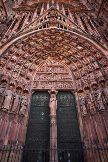 Tympanum, main portal, west portal of Notre-Dame Cathedral, Strasbourg, Strasbourg, Old Town,