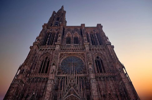 West facade of Notre-Dame Cathedral, Strasbourg, Strasbourg, Old Town, Bas-Rhin, Grand Est, Alsace,